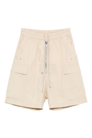 Beige cotton drawstring zip-up shorts RICK OWENS | RU01F2360P138